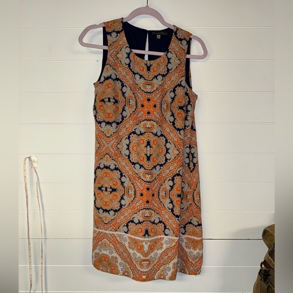 Rose & Olive Orange Black Halter Midi Sundress - Picture 1 of 9